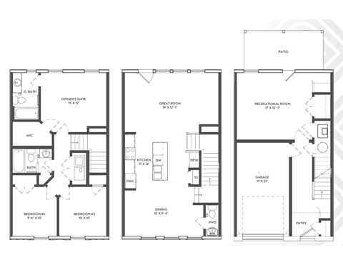 four different floor plans of a house with different floors